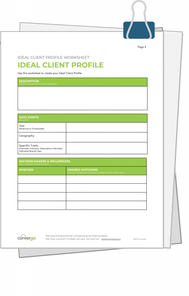 Preview of the ideal client profile worksheets