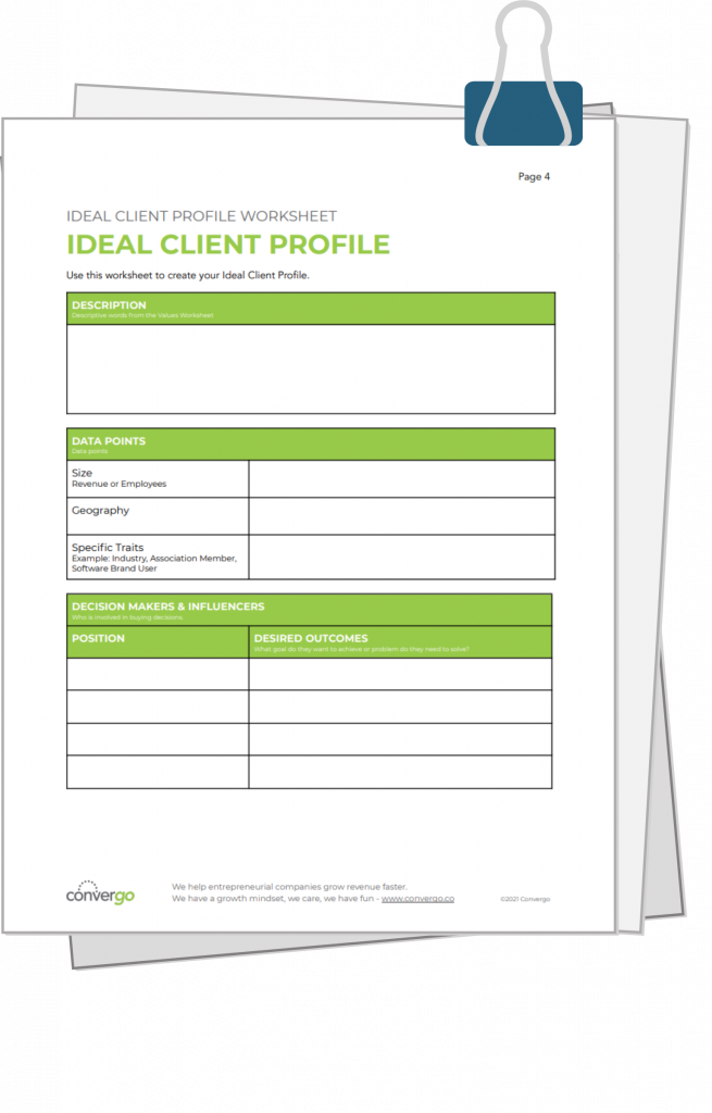 Ideal Client Profile Worksheets Preview of the ideal client profile worksheets