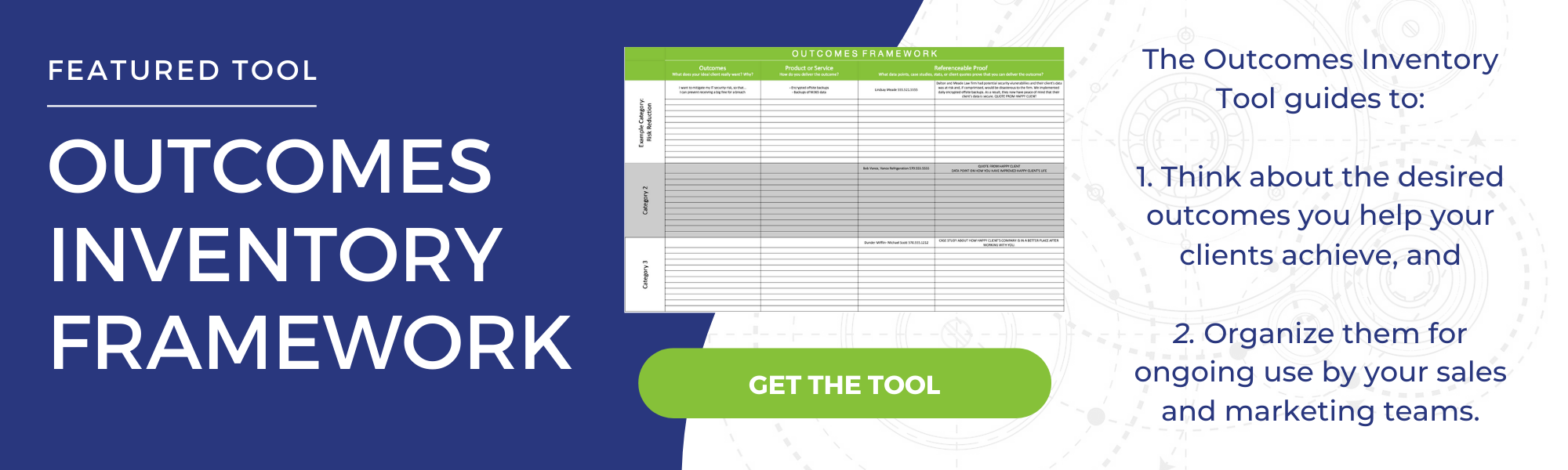 Use our outcomes framework to organize and store details about the outcomes you help your clients achieve